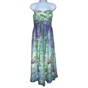 Aidan Mattox 100% Silk Sleeveless Floral Maxi Dress Women's Size 6